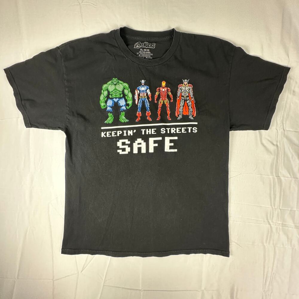 Marvel Avengers Keepin The Streets Safe 8 Bit Shirt Mens XL